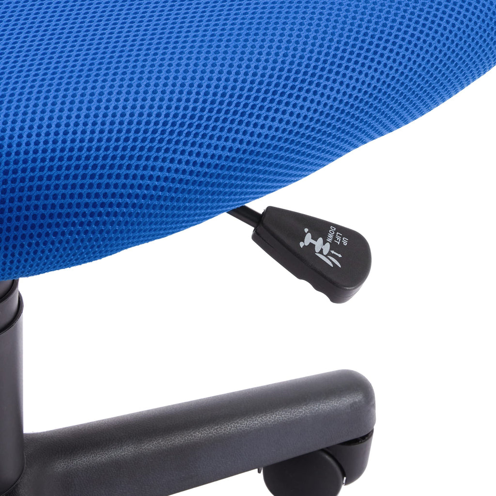 Low Back Office Chair, Breathable Mesh, Height Adjustable, Padded Seat, Rolling Wheels, Swivel, Blue, 21.25" D x 22.5" W x 38" H