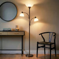 Sky Dome Double LED Floor lamp, Torchiere Super Bright Floor Lamp with 2 Reading Lamps for Living Rooms & Offices - Dimmable Tall Standing Lamp for Bedroom Reading - Bronze