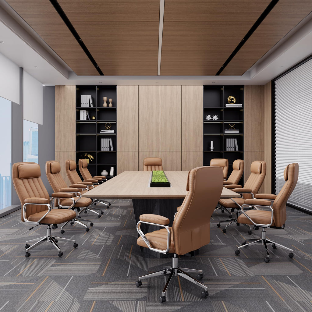 Executive Office Chair, Modern Leather Chair with Headrest & Lumbar Support, High Back Ergonomic Chair with Padded Armrests & Seat, Height Adjustable Swivel Rolling Chair for Home Office.