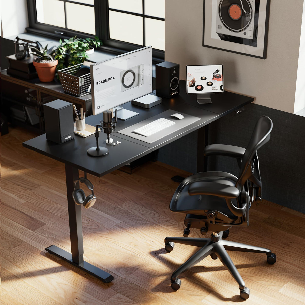 63 * 24 Inch Height Adjustable Electric Standing Desk, Black