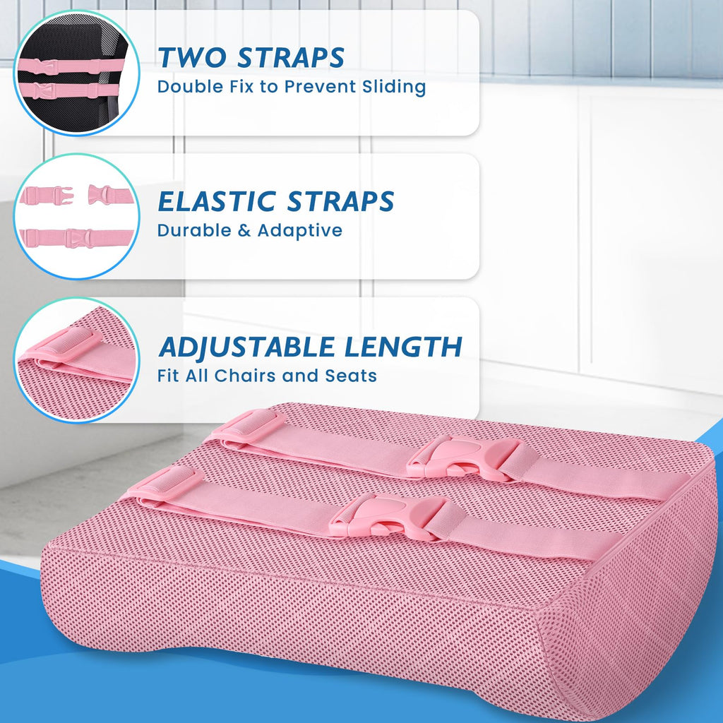 Lumbar Support Pillow for Office Chair Back Support Lumbar Pillow for Car, Gaming, Office Chair - Improve Sitting Posture & Back Pain Relief, Memory Foam, Adjustable Straps, Pink
