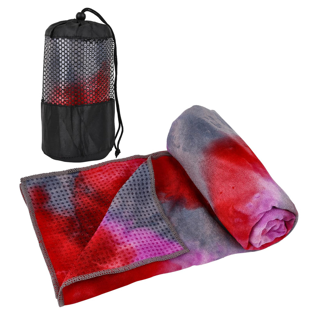 Yoga Towels, Non Slip Hot Yoga Mat Towel with Grip Dots,Super-Absorbent Soft Microfiber Yoga Blanket for Pilates, Fitness and Workout 72inch x 24inch (Purple+Red)