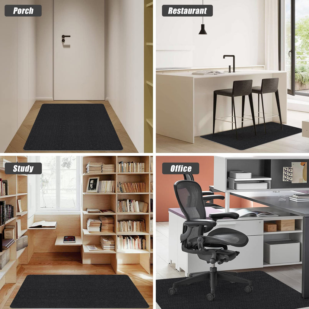 Office Chair Mat for Hardwood Floor,Office Computer Gaming Chair Mat for Tile Floor,Large Floor Protector Rug,Anti-Slip,Easy to Clean,Pure Black(48"x36")