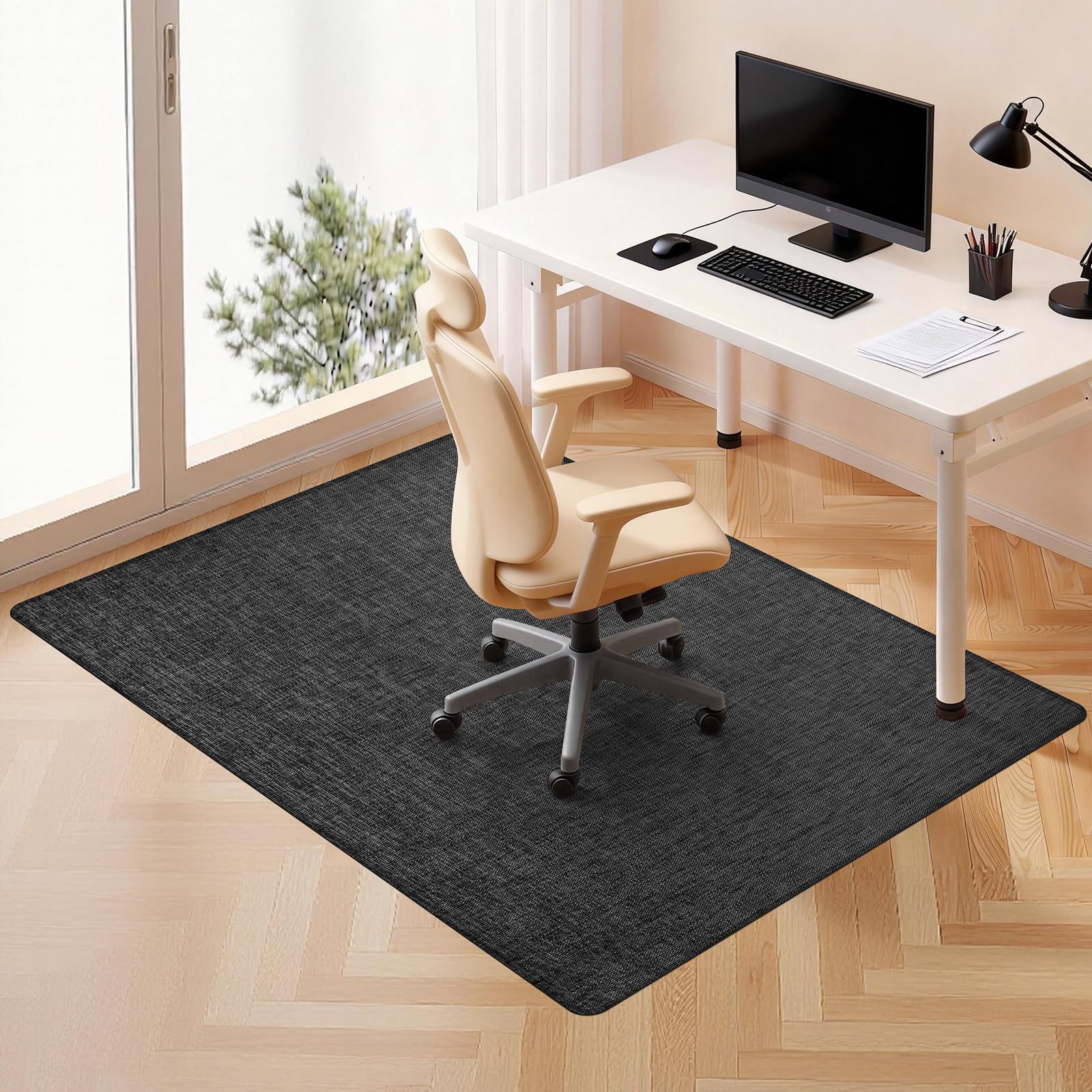 Office Chair Mat,36"x48" Anti-Slip Waterproof Hardwood Floor Chair Mat,Heavy Duty Floor Protector Rolling Chairs for Home Office(Black)