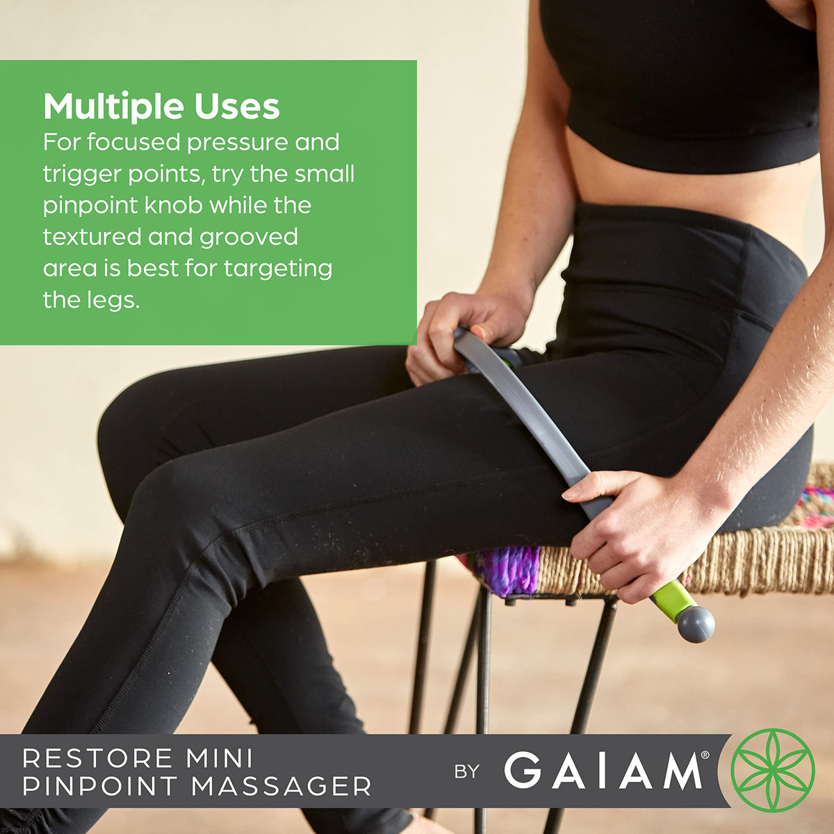 Restore Mini Pinpoint Muscle Massage Stick Roller - Handheld Trigger Point Massager Tool for Neck, Back, and Shoulder Pain - Grooved for Pressure Point Focus - 17 Inches Long
