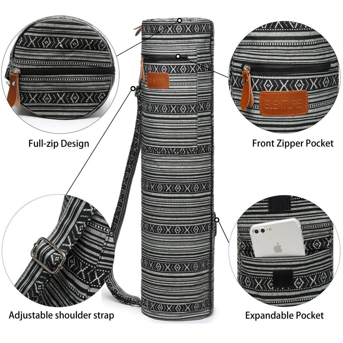 Yoga Mat Bag for Women & Men, Full-Zip Canvas