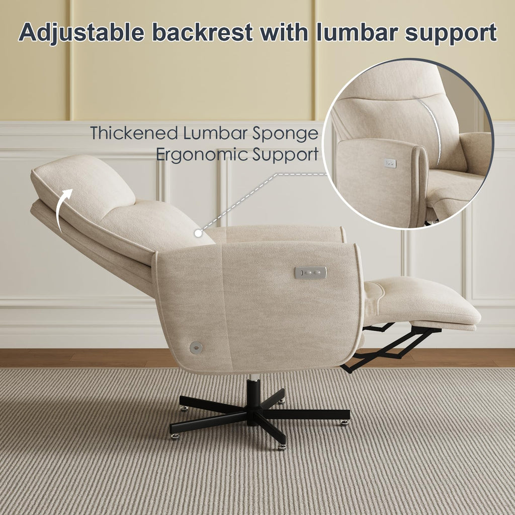 Power Reclining Adjustable Swivel Chair, Ergonomic Executive Office Chair, 90°-125° Tilt, Velvet Upholstery, Built-in USB Charger, 360° Rotation & Height Adjustment, Modern Desk Chair for Home Office