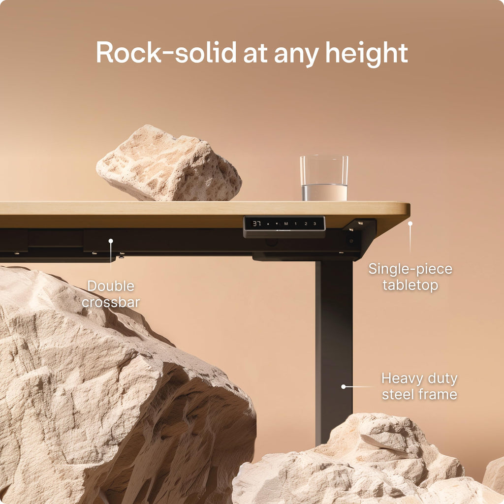 Standing Desk 54x28 — Made in Europe, Ergonomic Sit Stand Home Office Desk, Electric Height Adjustable, Dual Motor, USB & USB-C Charging, Wobble-Free, Touchscreen, 3 Memory Presets