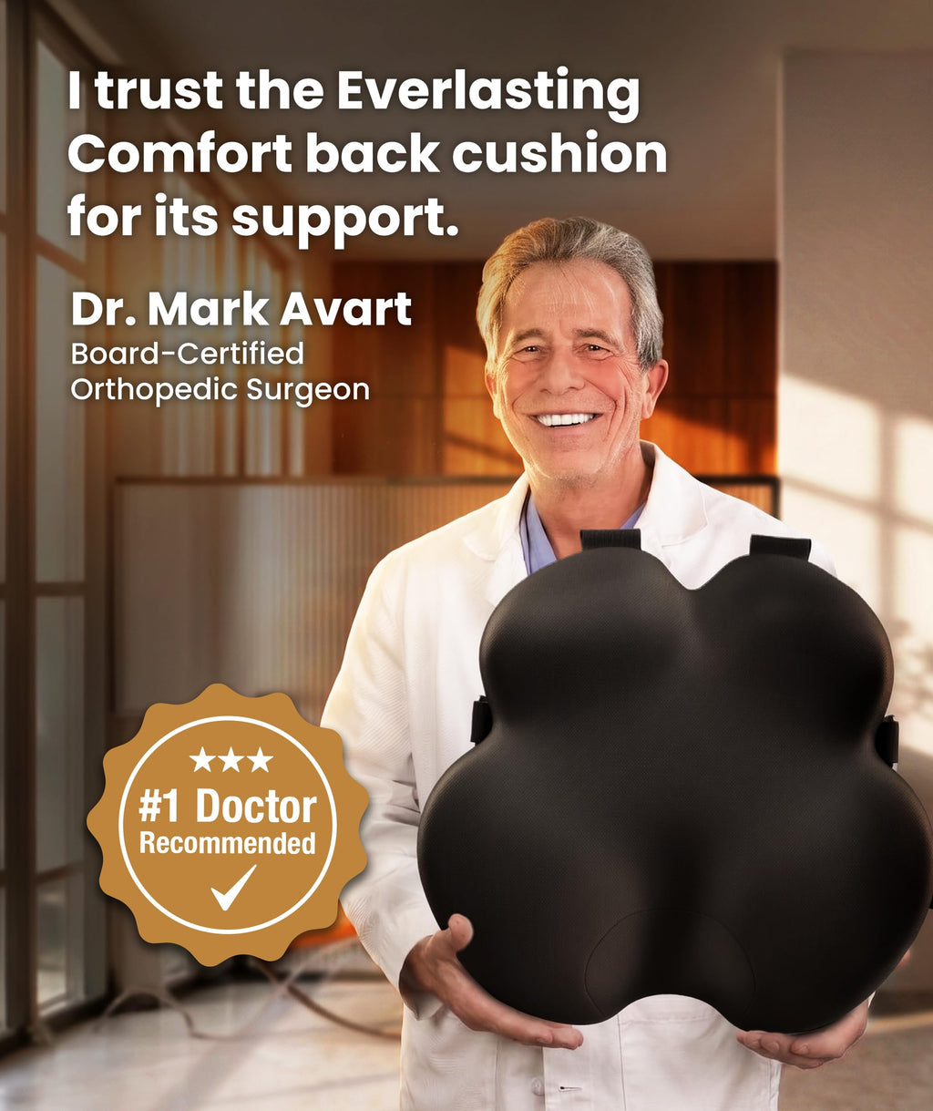 Lumbar Support Pillow for Office Chair - Memory Foam Back Cushion for Car Seat - Promotes Better Posture, Back Pain Relief - Ideal for Gaming and Desk Chairs