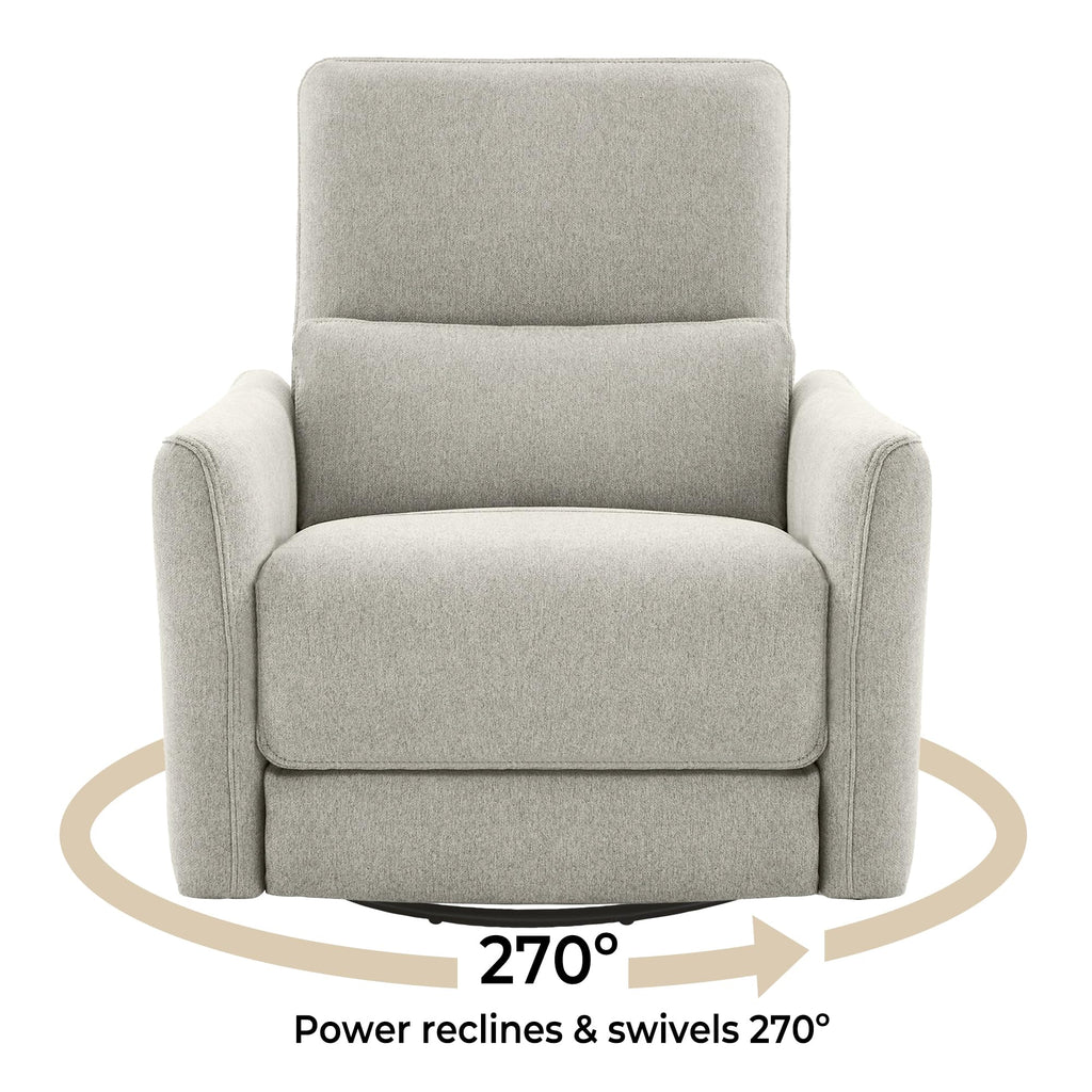 Power Recliner Chair Swivel Glider, FSC Certified Fabric Living Room Nursery Reclining Sofa Chair with Lumbar Support, Dove Grey