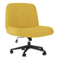 Criss Cross Chair,Cross Legged Office Seat with Wheels Armless Swivel Vanity Chair,Height Adjustable Wide Computer Task Seating for Home Office,Yellow ﻿
