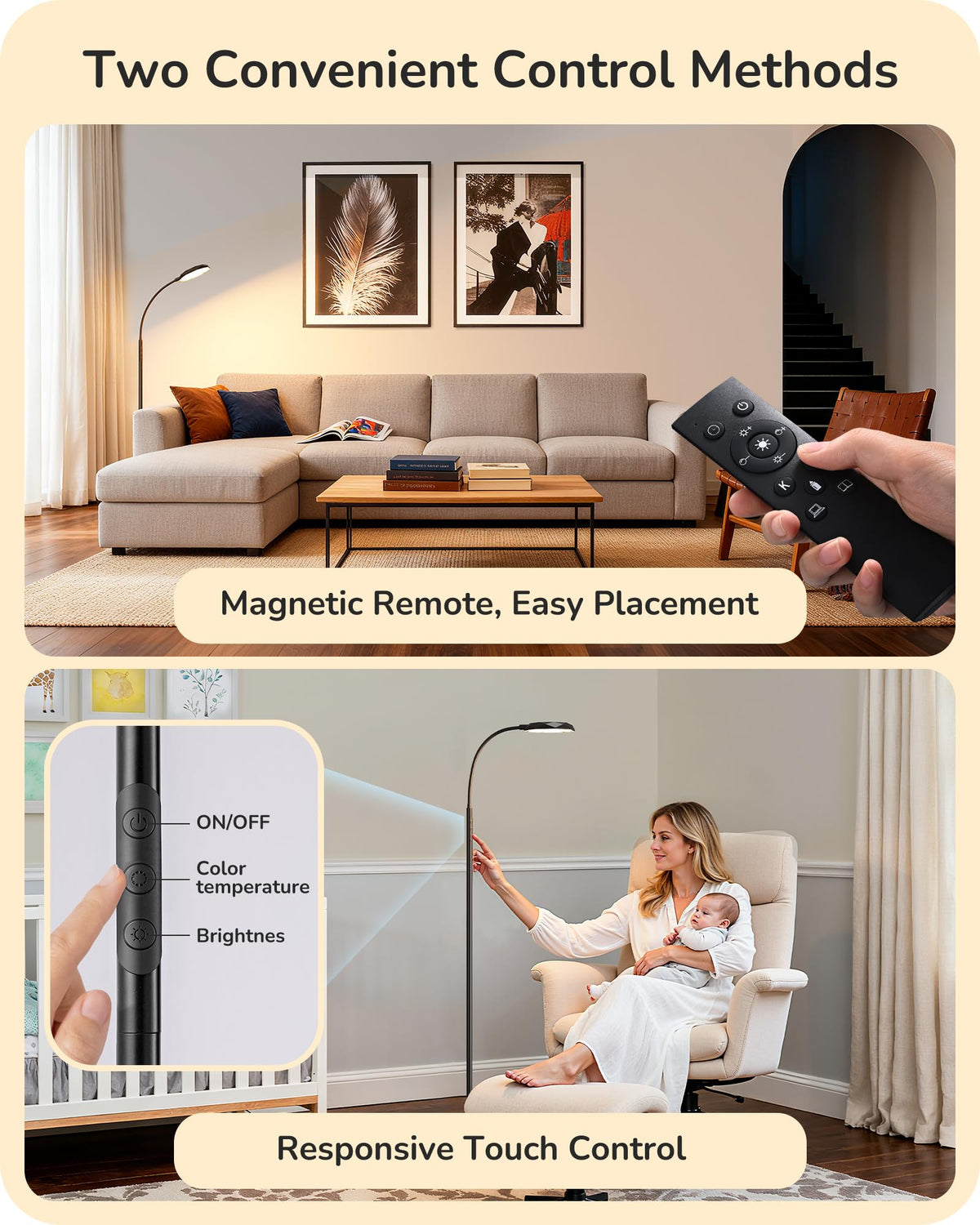 LED Floor Lamp 1300LM Super Bright Reading Floor Lamps Black