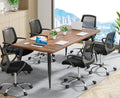 6FT Conference Table, Rectangular Meeting Room Tables, Modern Industrial Seminar Table Boardroom Desk with Metal Legs for Office, 70.8’’ L x 31.5’’ W x 29.5’’ H (Brown and Black)