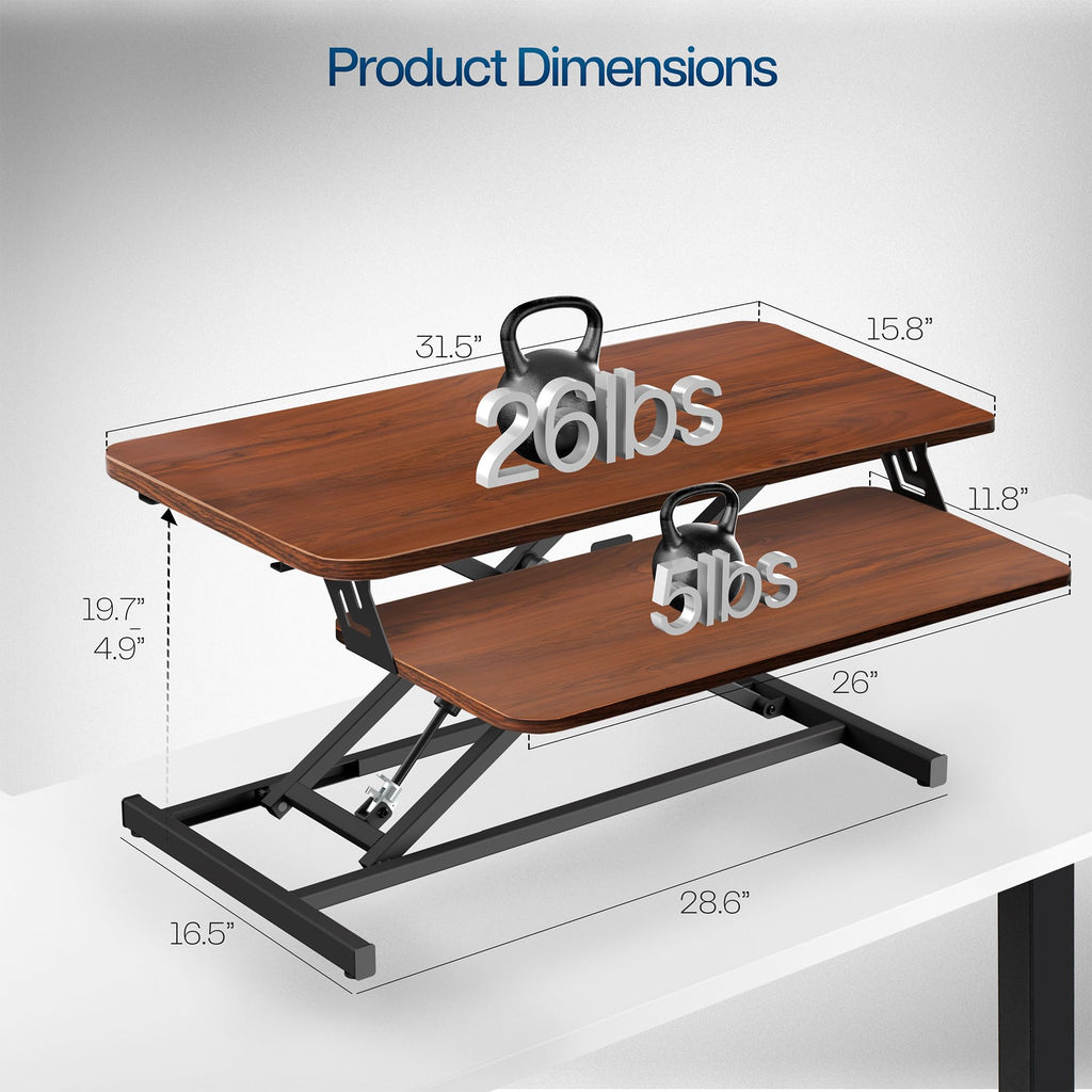 Dark Walnut 32 inch Stand Up Desk Riser