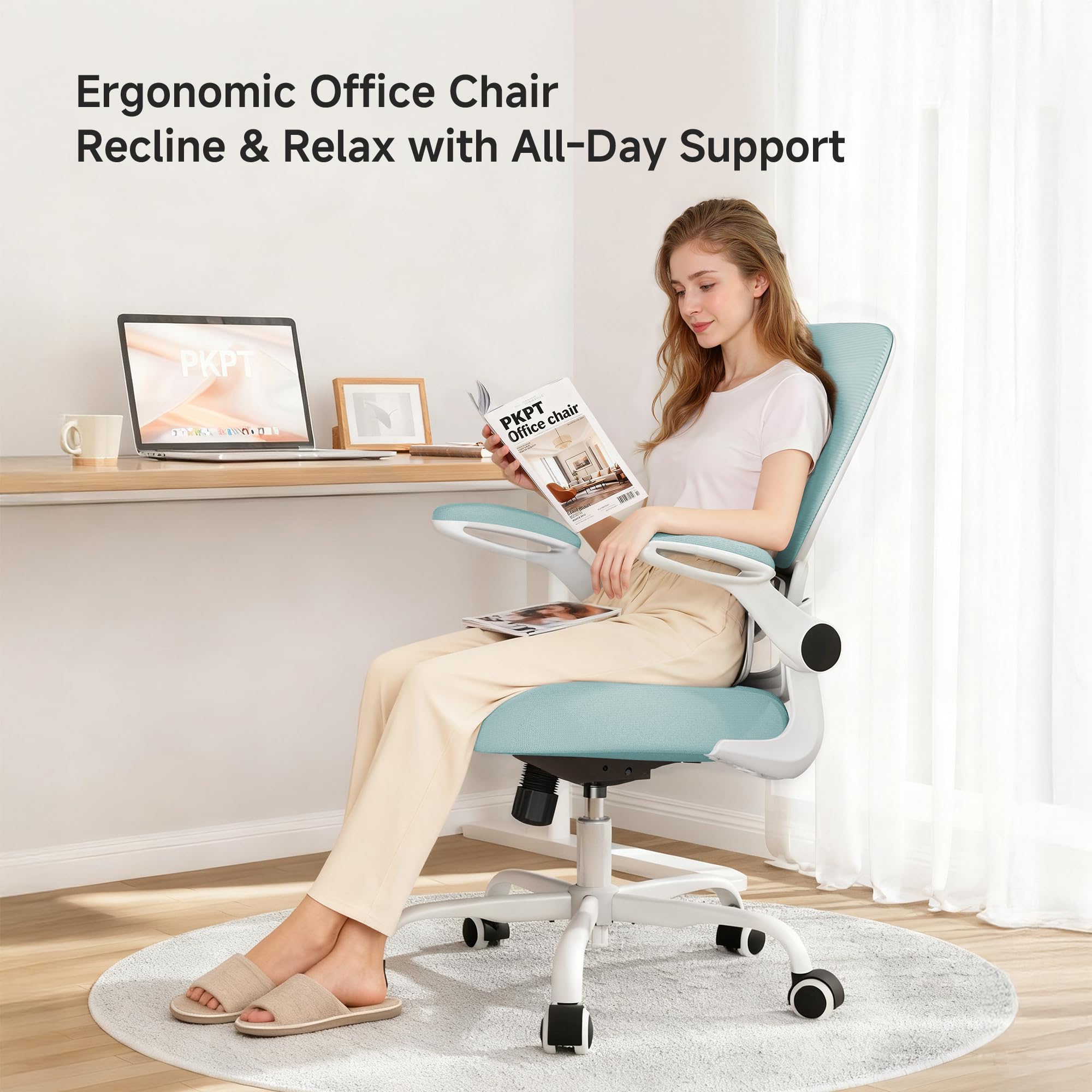 Mesh Office Chair, 330LBS Ergonomic Desk Chair with Adjustable Lumbar Support, Executive Computer Chairs for Home Office, Blue