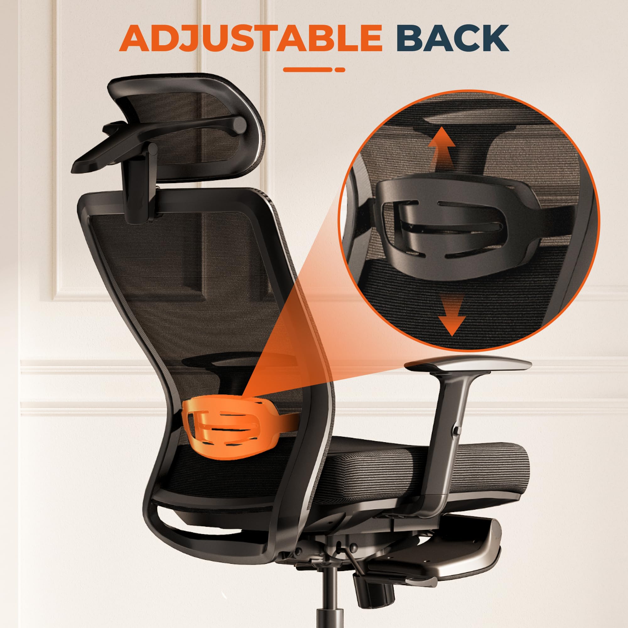 FitStand ErgoChair Pro Big and Tall Office Chair, Swivel Computer Chair, Home Office Desk Chairs， with Lumbar Support/17in Retractable Footrest/4D Headrest/400lbs Heavy Duty,Foam Seat Cushion,Black