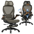 X100 Ergonomic Office Chair with Footrest, Big and Tall Home Desk Chair with 5D Flip-Up Arms, Adjustable 3D Lumbar Support,High Back Rolling Computer Chair, Swivel Mesh Chairs (Coffee Break)
