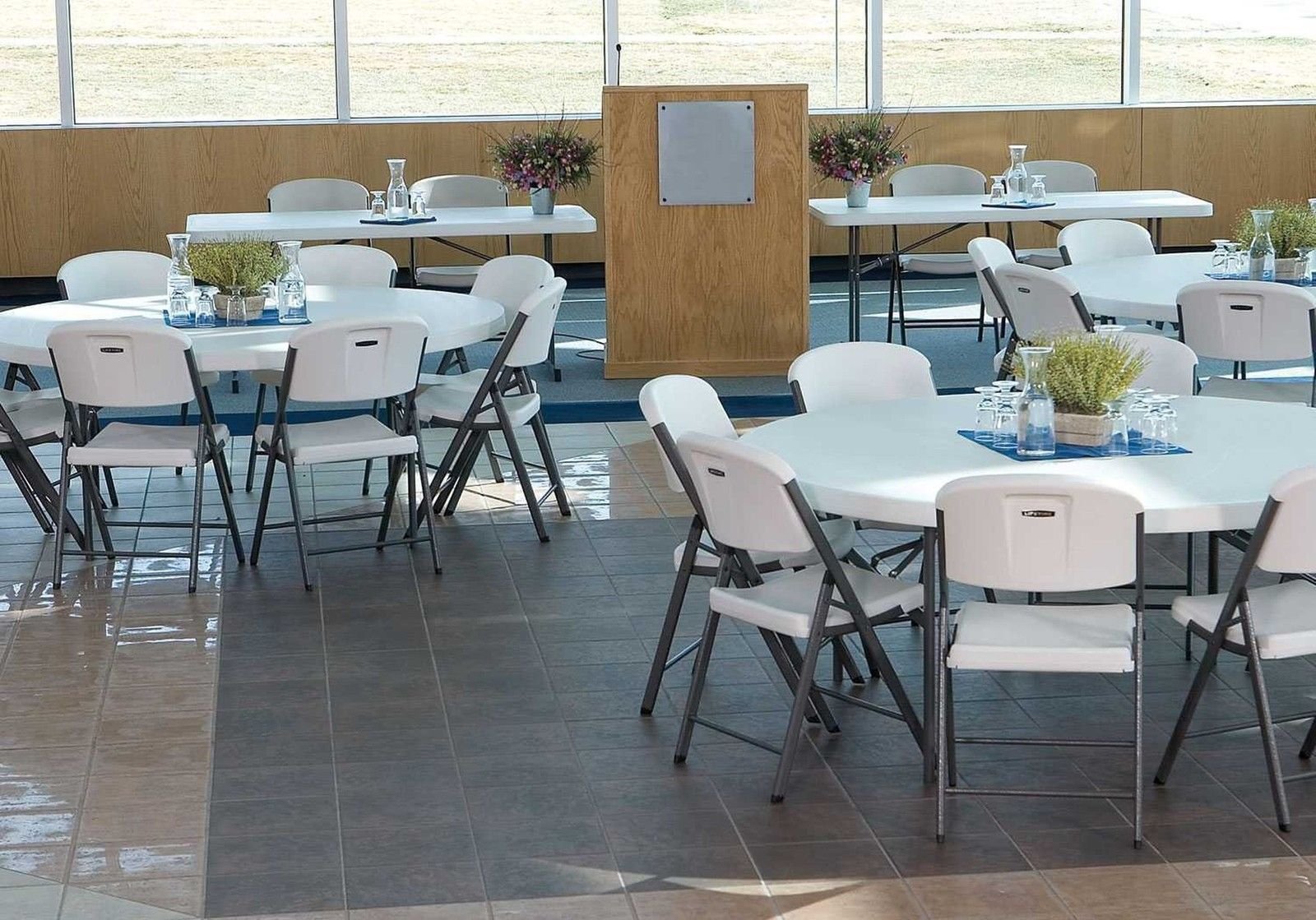 4 Pack, Commercial Grade Folding Chair, White Granite