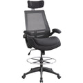 Drafting Chair 400lbs - High Back Ergonomic Office Chair for Standing Desk with Double Thick Seat Cushion, Adjustable Foot Ring, Lumbar Support & Flip Up Armrests (Black)