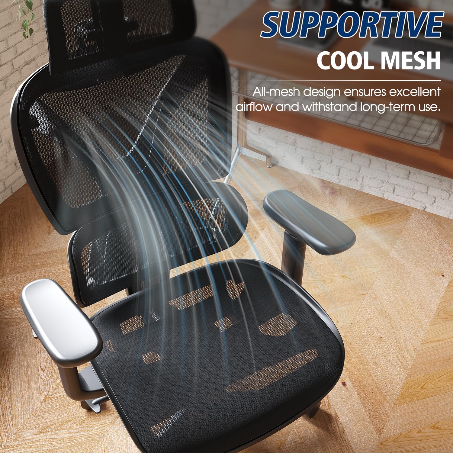 Ergonomic Office Chair, Big and Tall Mesh Chair with Lumbar Support, 3D armrest - 215° Rotation, Adjustable Headrest & Soft Seat, Durable Computer Chair 350LBS for Work Gaming