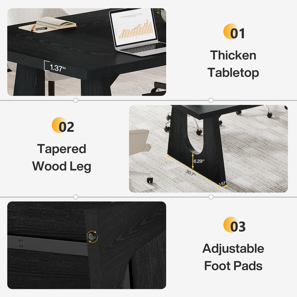 70.86" Rectangular Conference Table for 6-8 (Black)