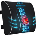 Large Lumbar Support Pillow for Office Chair, Car Seats and Home Desks, Ergonomic Back Support with Double Adjustable Straps, Machine Washable Cover (Black,XL)