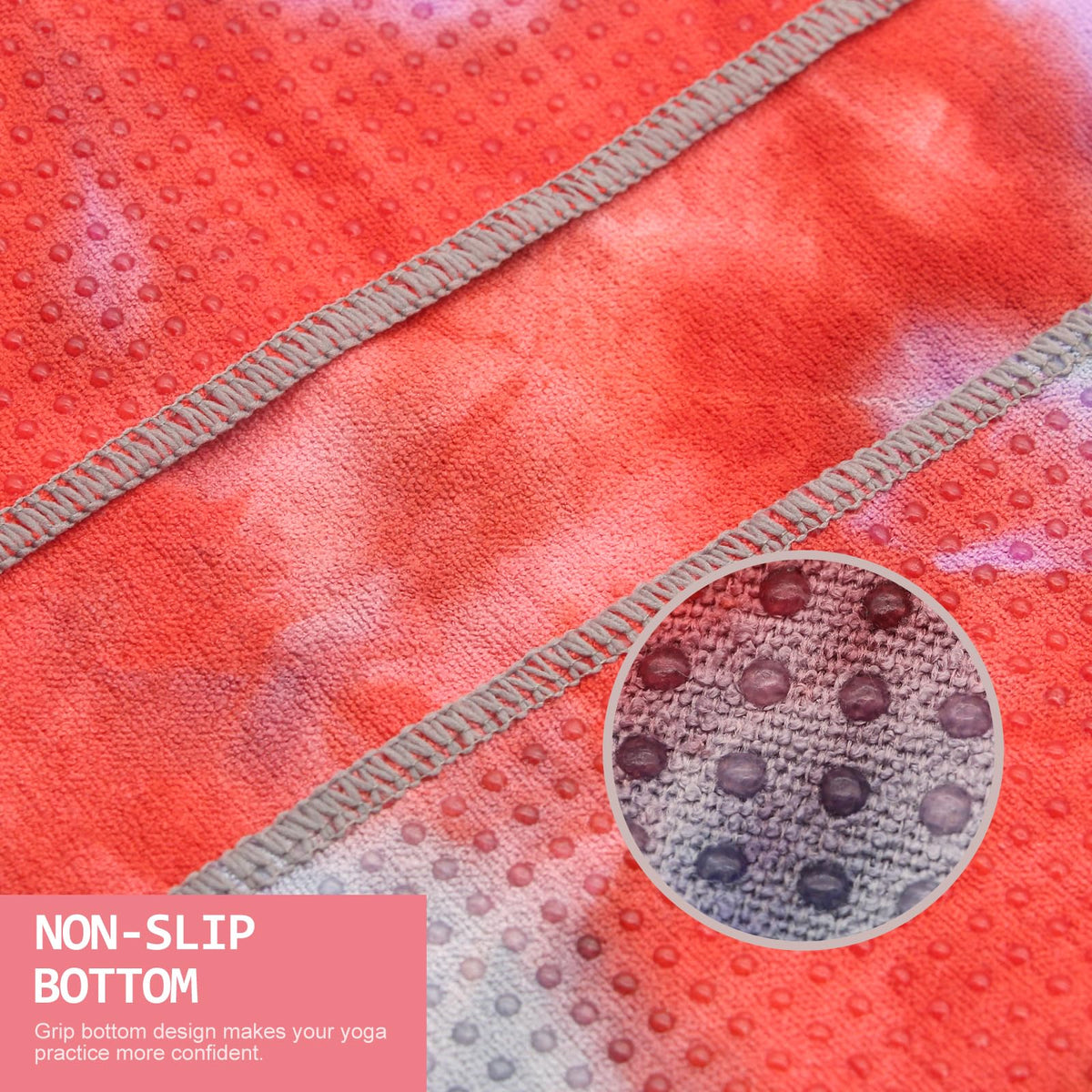 Non Slip Hot Yoga Mat Towel with Grip Dots, 72" x 24"