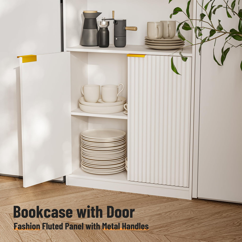 69" Tall Book Shelve Bookcases with Doors, Floor Standing 6 Shelf Display Shelves, Bookshelf with Storage Shelf, Home Decor Furniture for Living Room Home Office