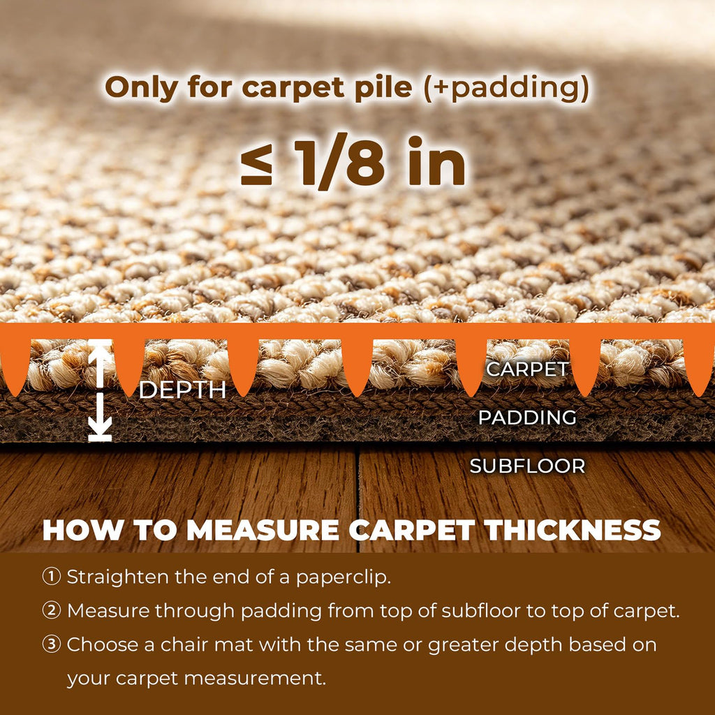 Chair Mat for Carpeted Floor,48''×36'' PVC Carpet Protector for Low Pile Carpets Heavy Duty Effective Grip Anti-Slip,Won't Crack,Easy to Clean for Office and Home