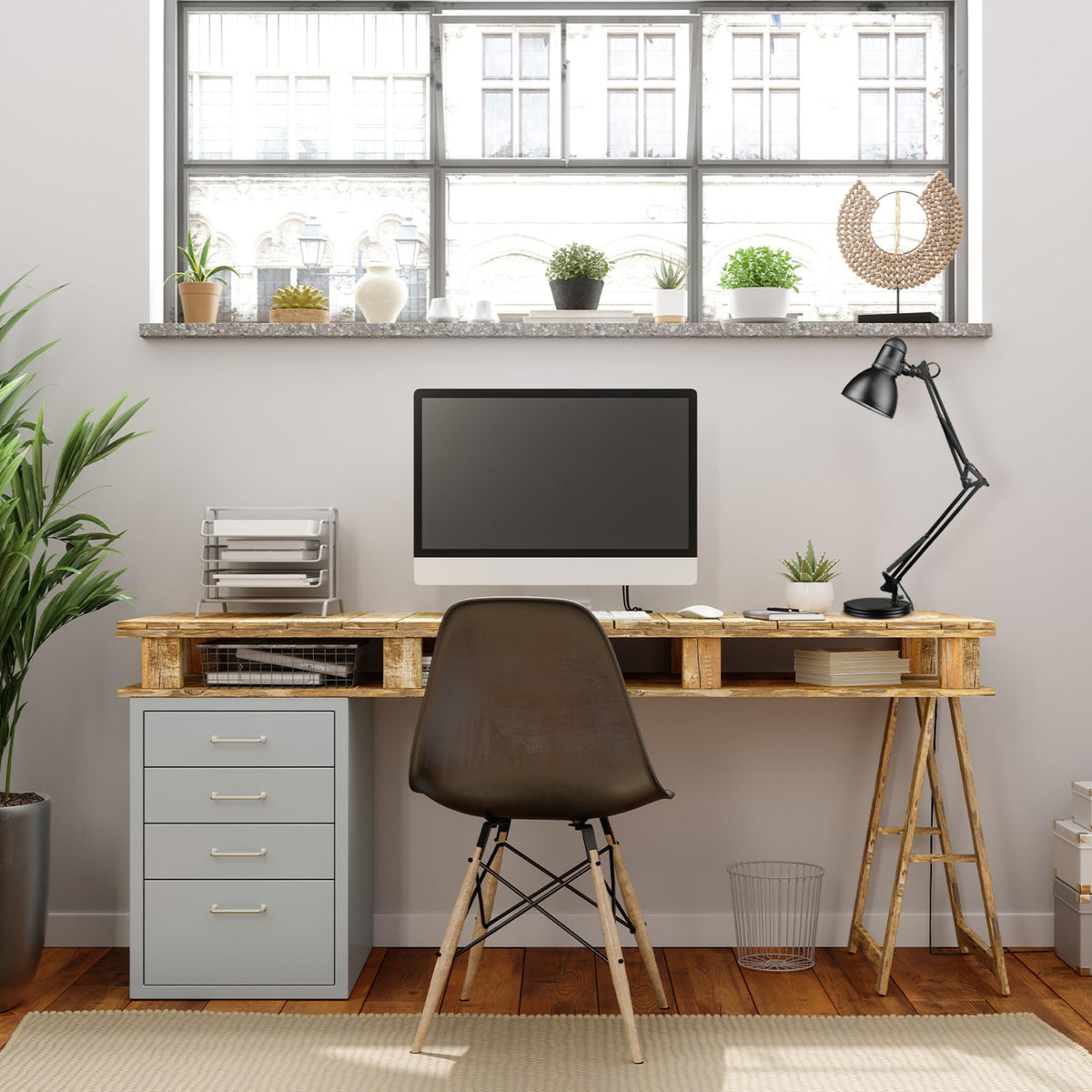 28" Heavy Base Top Moving Spring Balanced Swing Arm Desk Lamp, Black, On/Off Rotary Switch on Shade, Office Decor, Reading Light, Home Essentials, Room Lighting
