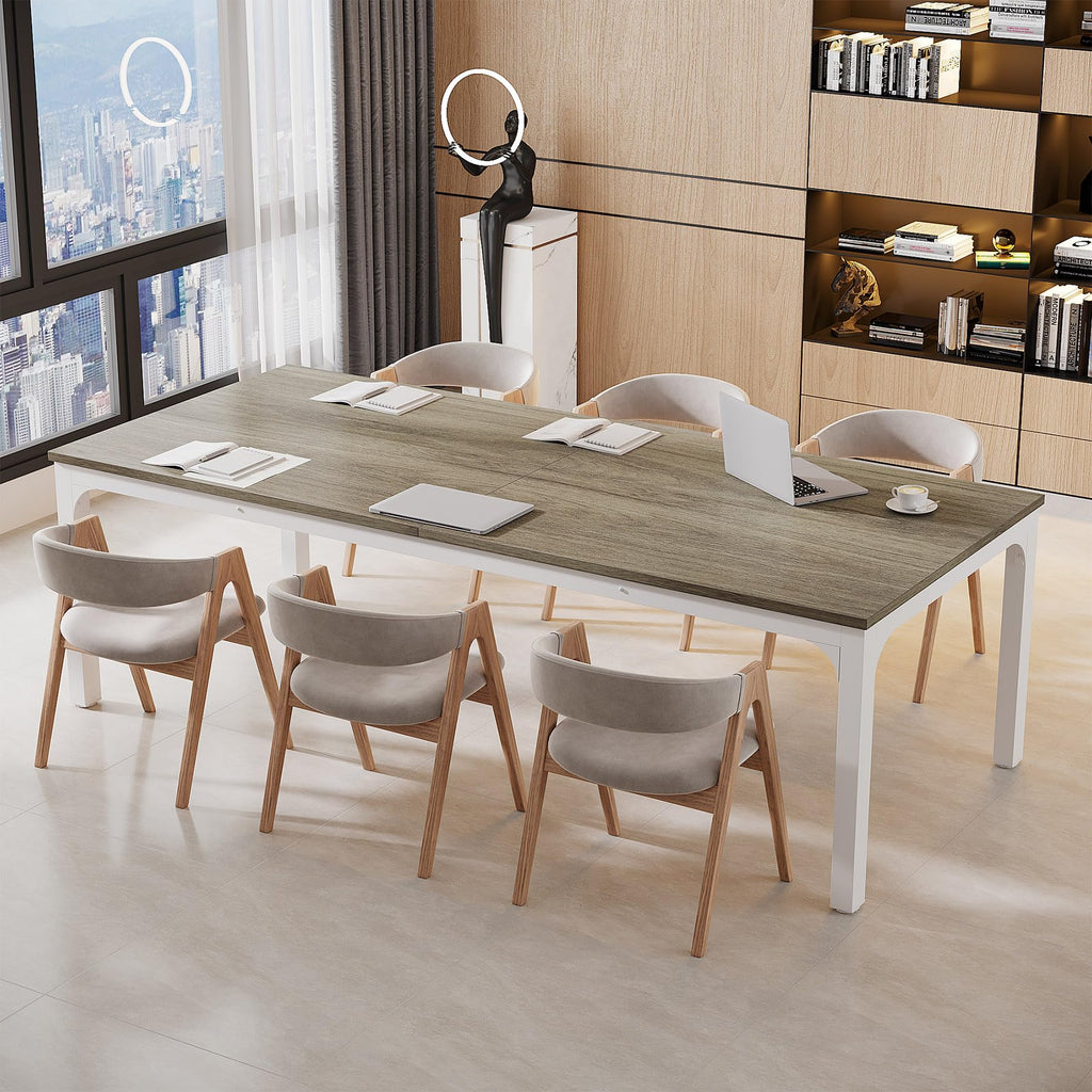 6.5 FT Conference Room Table, 78.74" W x 27.56" D Large Office Conference Table, Modern Seminar Meeting Table Desk for Boardroom, Meeting Room (1, Gray)