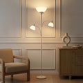 Sky Dome Double – High Brightness Torchiere Floor Lamp with 2 Reading Lights for Living Rooms, Bedrooms – Replace Halogen Standing Lamps with Efficient LED Office Lighting - Tall White Pole