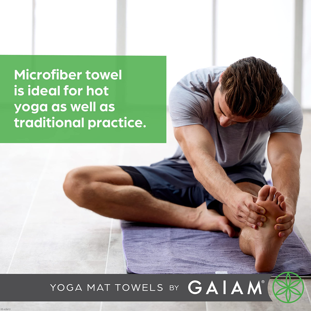 Yoga Mat Towel, Non-Slip Microfiber, Hot Yoga (Folkstone Grey)
