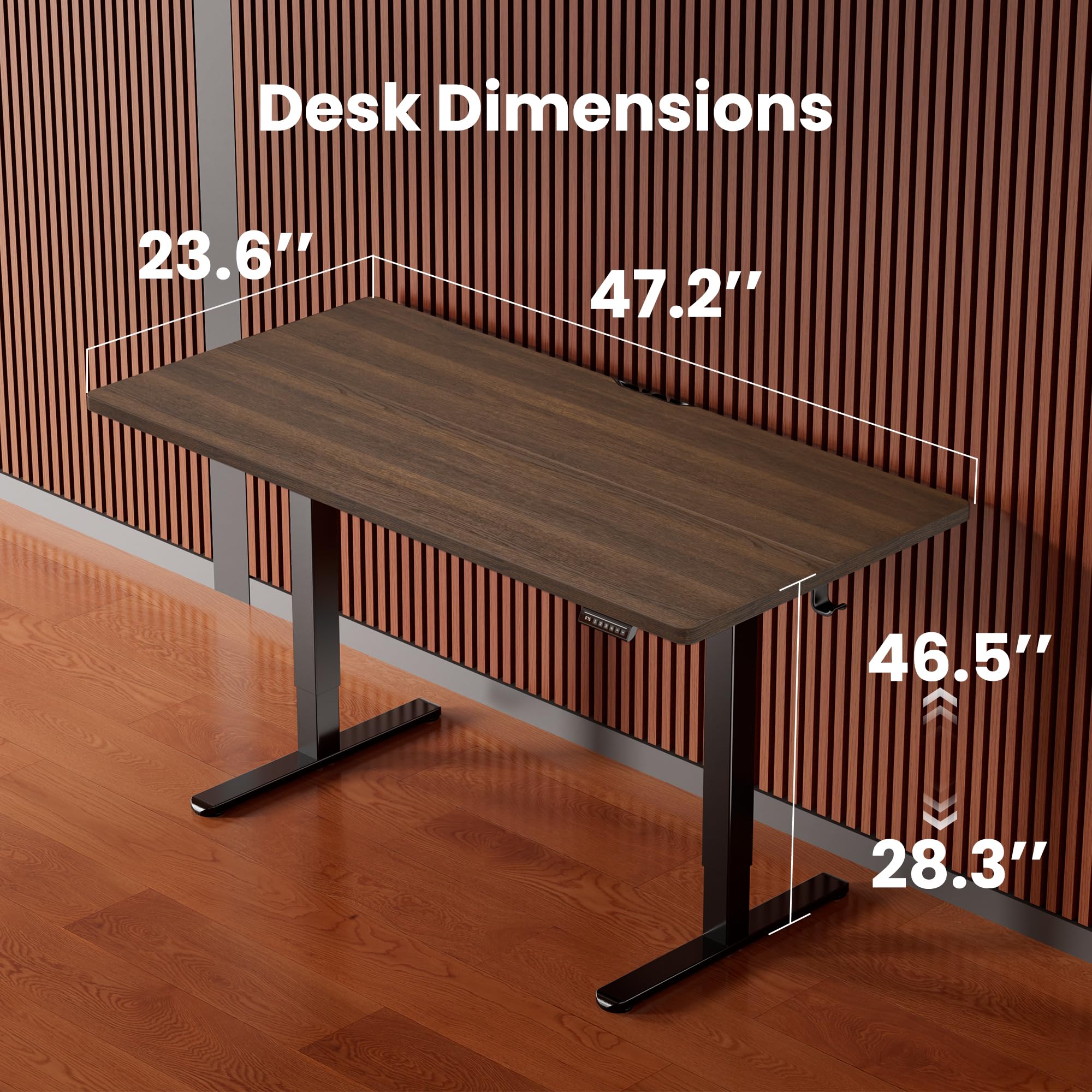 Height Adjustable Electric Standing Desk, 48 x 24 Inches Sit Stand up Desk, Memory Computer Home Office Desk, Dark Walnut