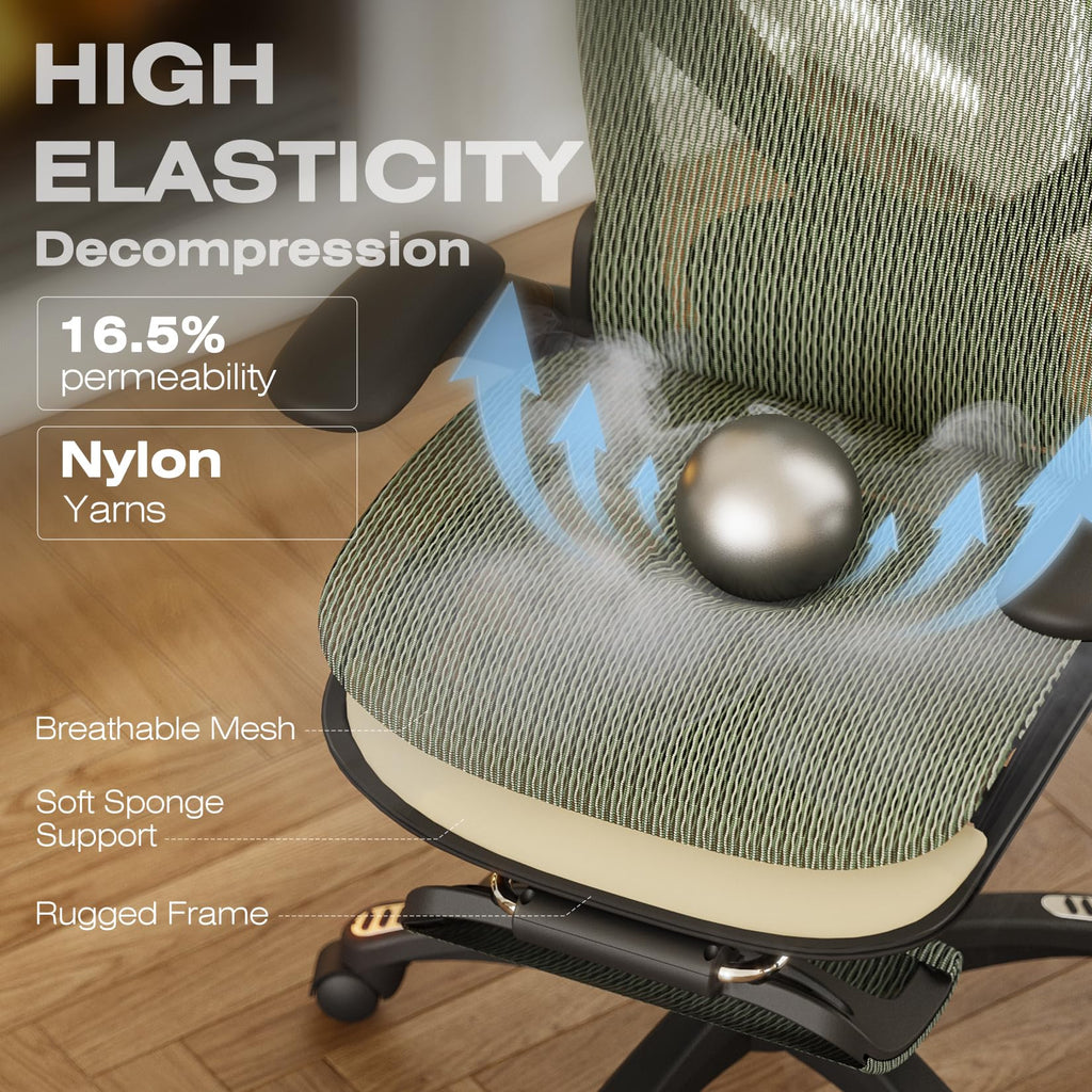 X100 Ergonomic Mesh Office Chair with Footrest, Big and Tall Hone Desk Chair with 5D Flip-Up Arms, Adjustable 3D Lumbar Support,Gaming & Executive Computer Chairs