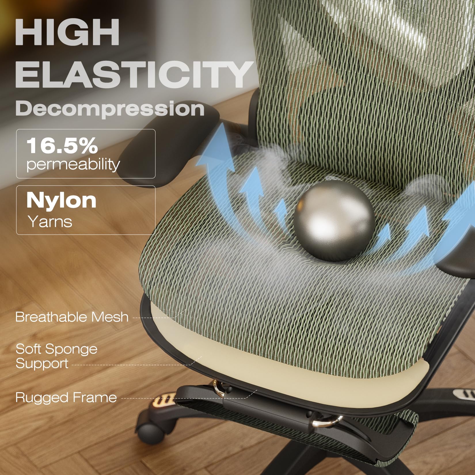 X100 Ergonomic Mesh Office Chair with Footrest, Big and Tall Hone Desk Chair with 5D Flip-Up Arms, Adjustable 3D Lumbar Support,Gaming & Executive Computer Chairs