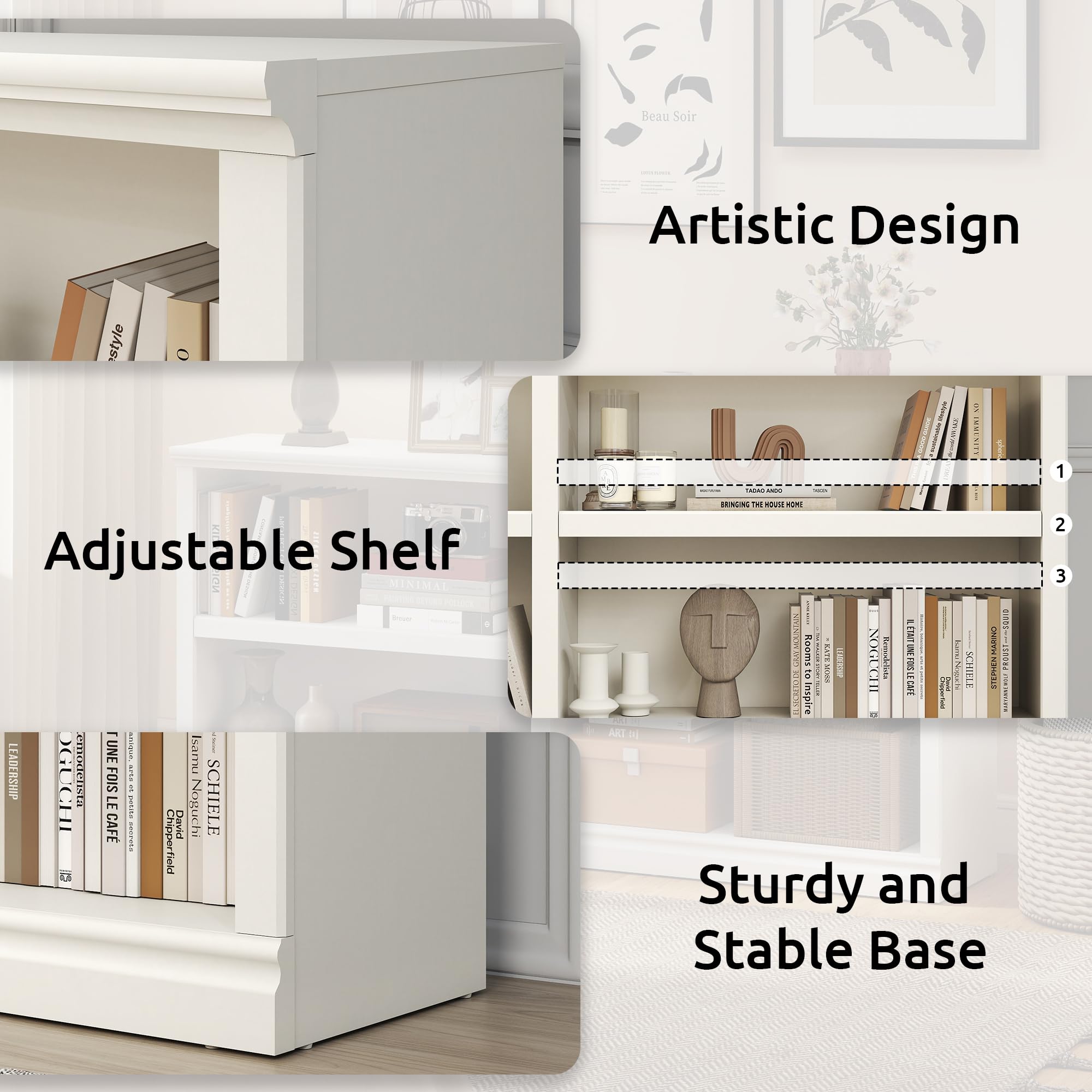 64" W Double Wide Horizontal Bookshelf, 2 Tiers 4 Storage Cube Book Case