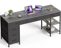 Computer Desk with 6 Drawers, Office Desk with Shelves, Reversible Gaming Desk, Corner Desk with Storage, Work for Home Office, Study, Living Room, 63inch, Grey