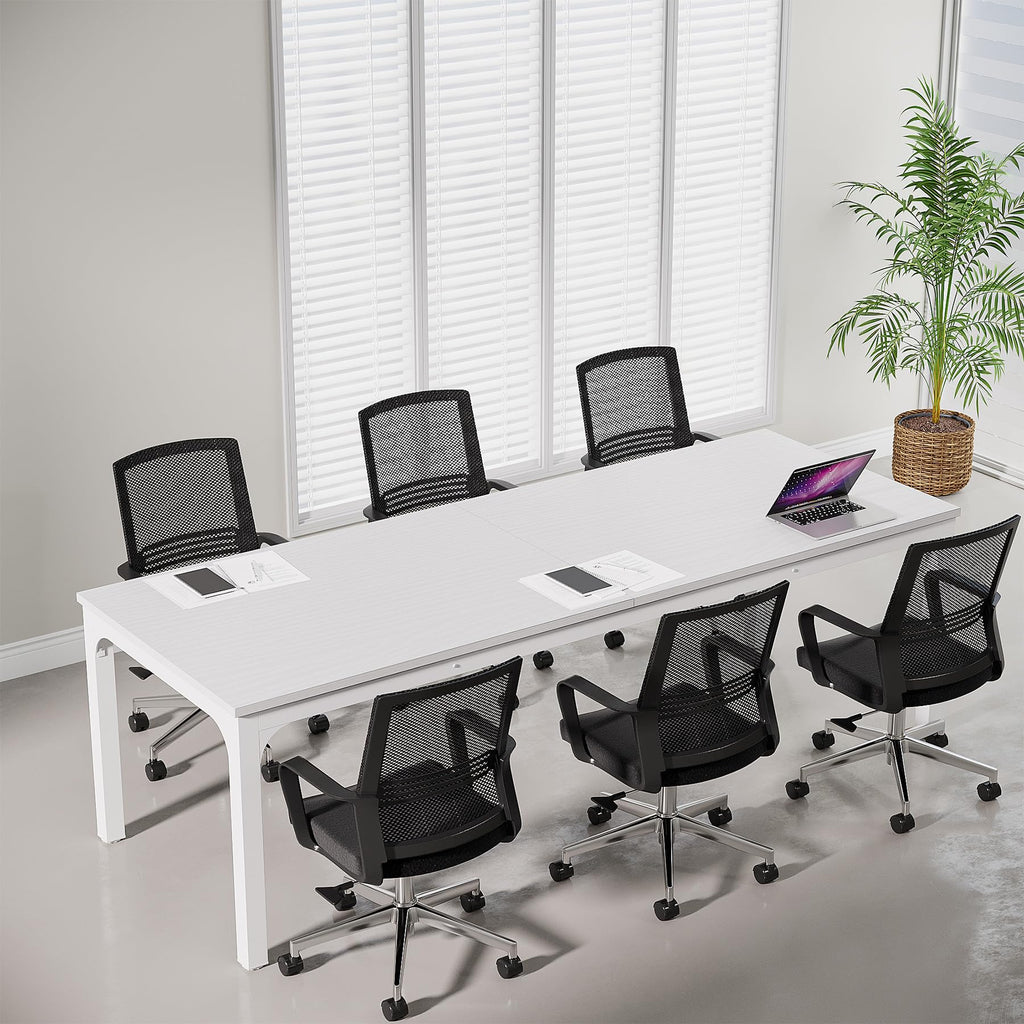 6.5 FT Conference Room Table, 78.74" W x 27.56" D Large Office Conference Table, Modern Seminar Meeting Table Desk for Boardroom, Meeting Room (1, White)
