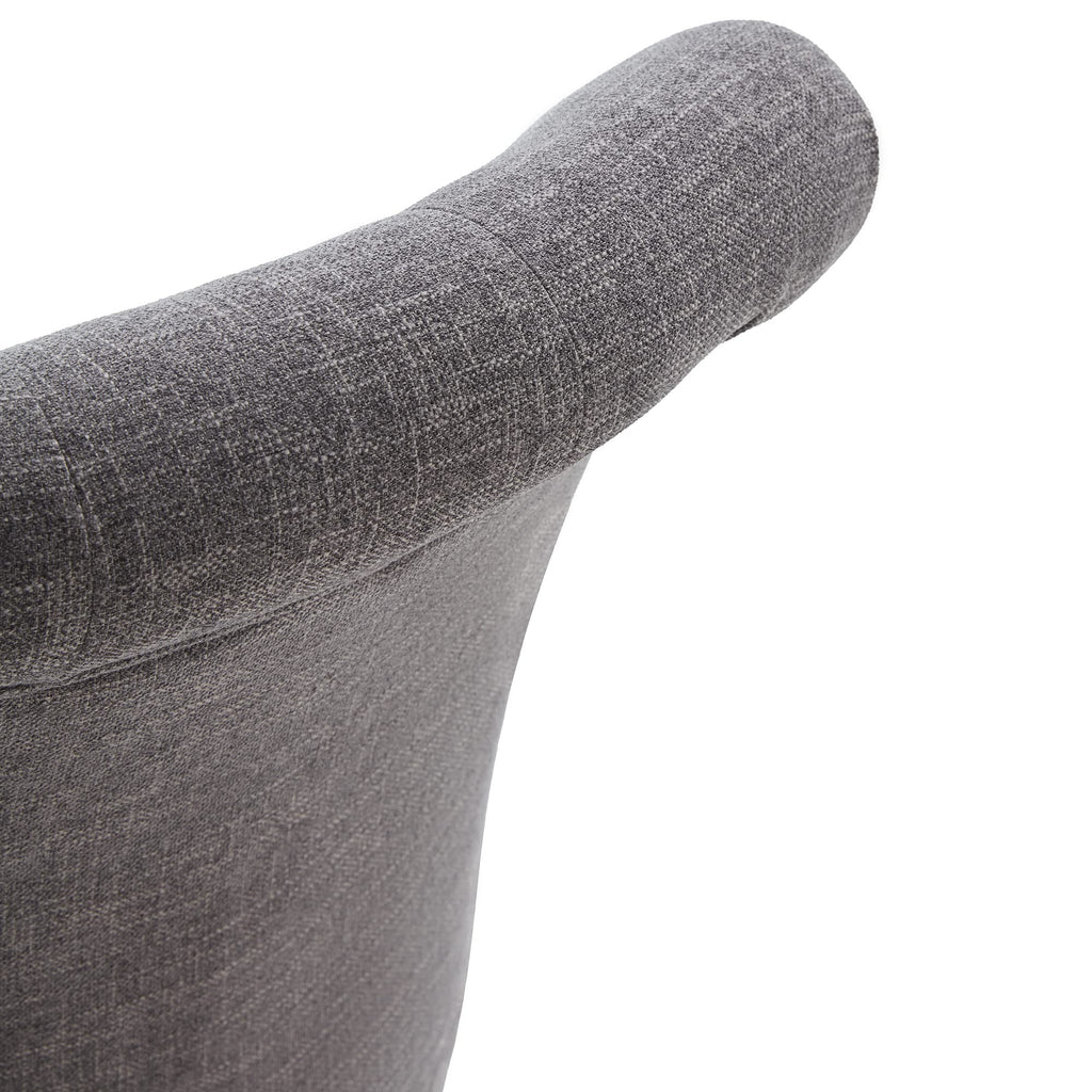 Home Office Chair Upholstered Armless Desk Chair with Wheels Adjustable Height Computer Desk Chair with Wooden Legs Linen Fabric Comfortable Swivel Chairs for Home Office Study Studio (Grey)
