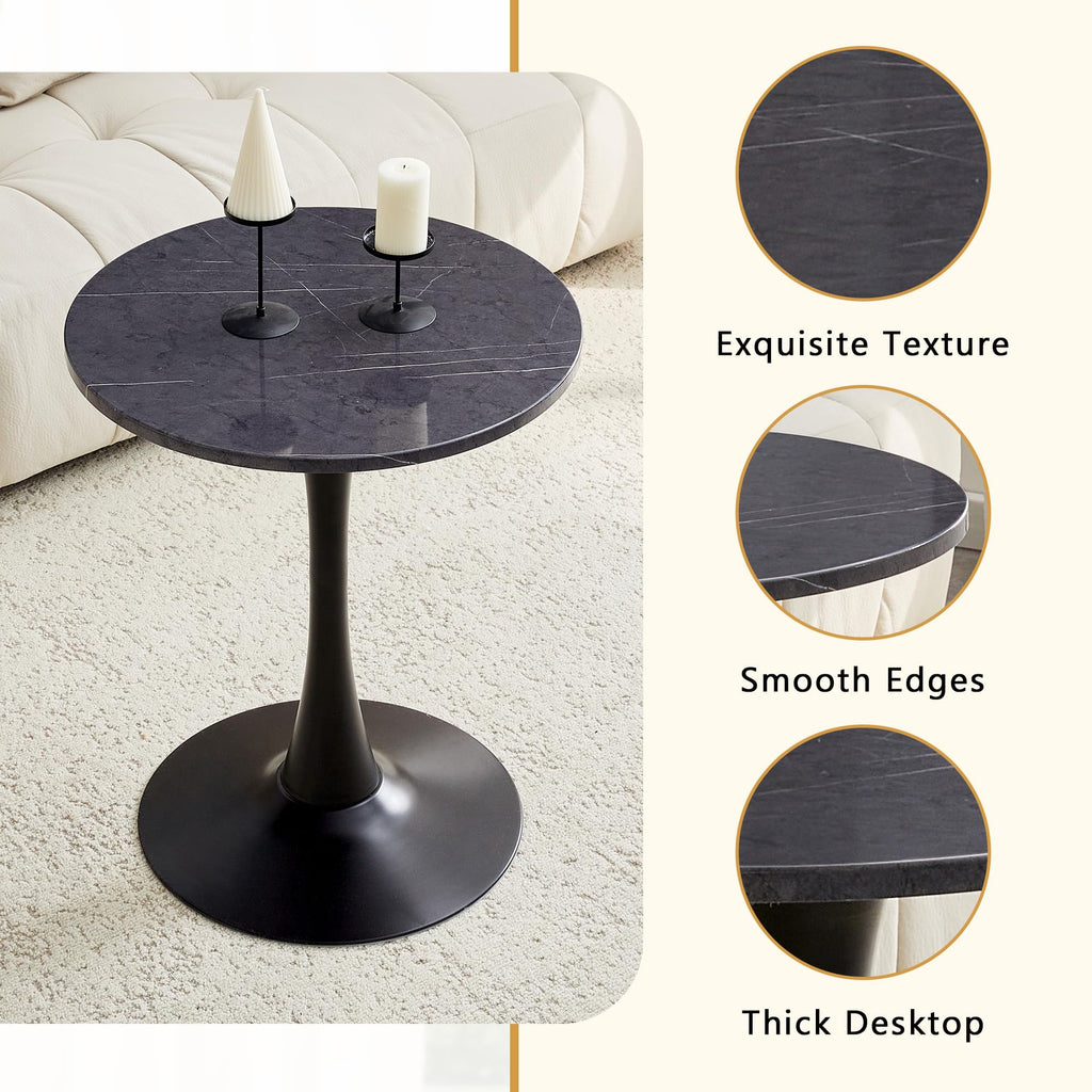 Round Dining Table, 23.6" Circle Tulip Table with Thickened Tabletop & Metal Pedestal, Mid Century Modern Bistro Table for Kitchen, Small Places, Living Room
