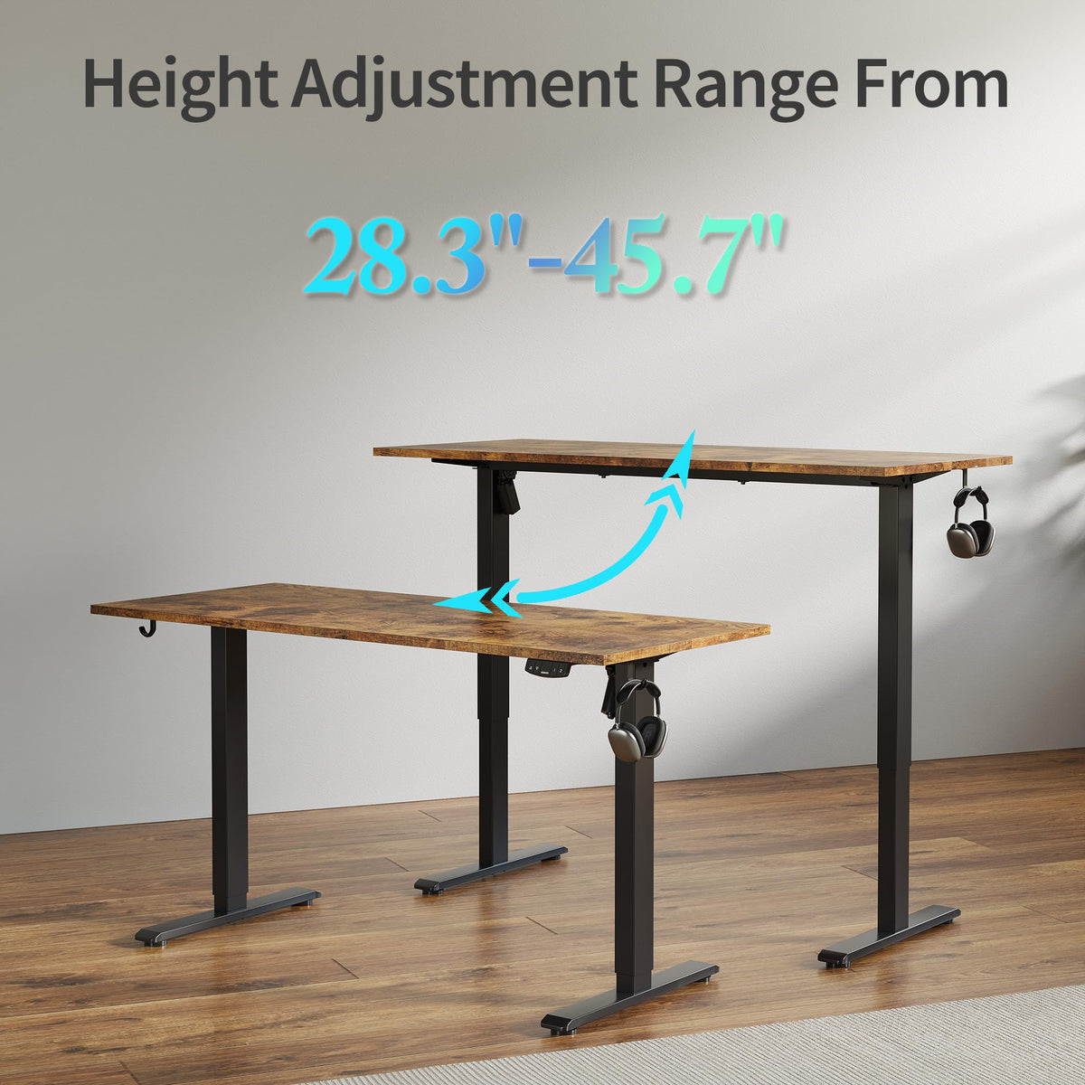 63*24 Inch Height Adjustable Electric Standing Desk, Rustic Brown