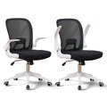 (2PCS White) Foldable Office Chair for Small Spaces | Home Office Folding Desk Chairs with Wheels and Flip Up Arms | Ergonomic Mesh Computer Chair for Adults & Kids