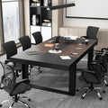 7FT Conference Table for 6-8 People, Large Rectangular Meeting Table, Modern Seminar Table for Office Meeting Conference Room, Black and Deep Brown (86.8”L x 47.2”W x 29.4”H)