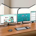Led Desk Lamps for Home Office - Eye Caring Architect Lamp with Clamp, Double Head Computer Monitor Work Desk Light with Remote Control: 24W Flexible Dimmable Desktop Table Lamp