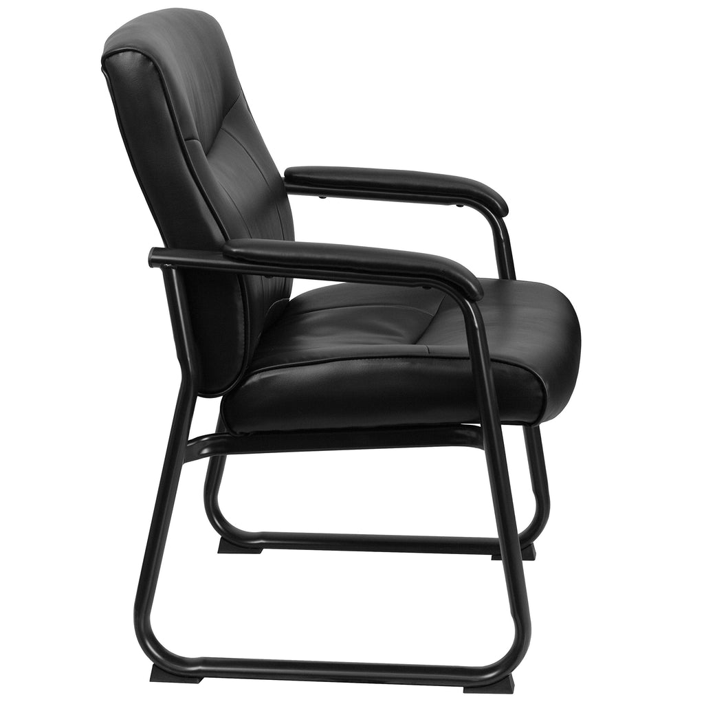 Hercules Series Big & Tall Leather Soft Executive Side Reception Chair, Padded Lobby Chair with 500-lb. Static Weight Capacity, Black