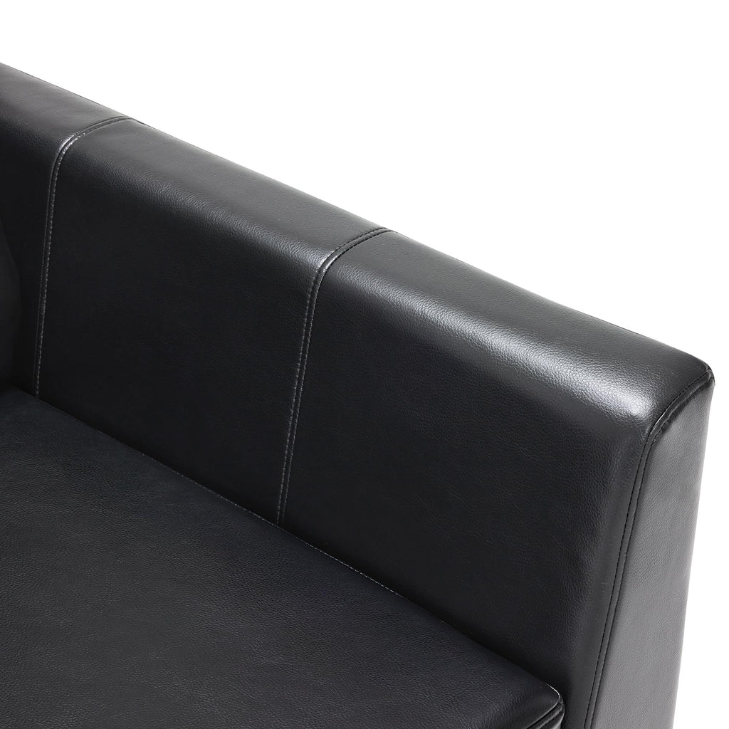 Modern Accent Chair, Faux Leather Lounge Armchair with Sloped Arms, for Living Room, Office, Reception, Waiting Room 4629 (1, Black)