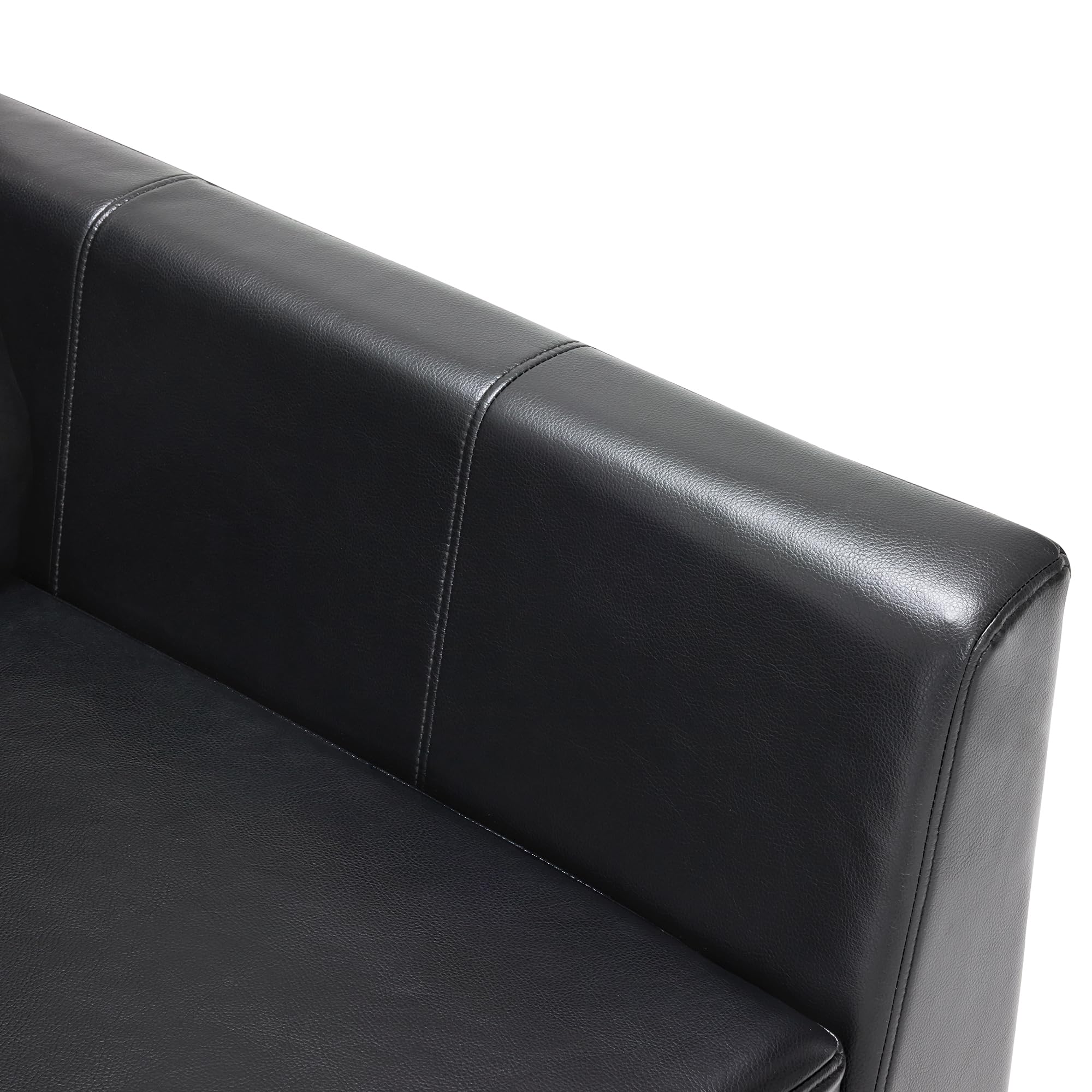 Modern Accent Chair, Faux Leather Lounge Armchair with Sloped Arms, for Living Room, Office, Reception, Waiting Room 4629 (1, Black)
