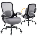 400lbs Heavy Duty Office Chair, 5" Thickened Seat Ergonomic Desk Chair with Adjustable Armrests, Home Office Computer Chairs for Long Hours Mesh Executive Chair(Dark Grey)