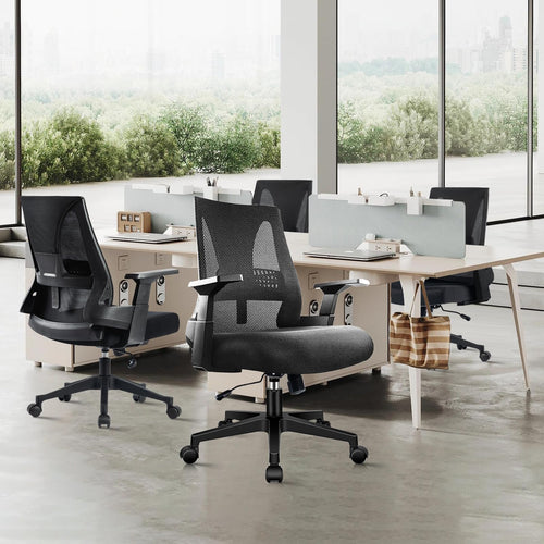 500lbs Big and Tall Office Chair Heavy Duty Mesh Ergonomic Computer Chairs with Adjustable Lumbar Support and Wide Comfy Seat for Home Office Conference Heavy People, Black